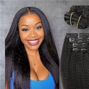 Sleek Natural Black Color Hair Extensions 20 inches